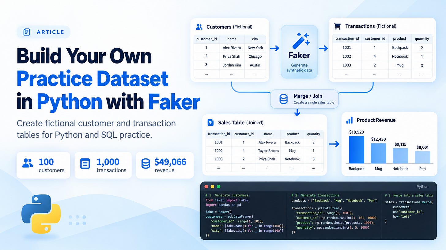 Build Your Own Practice Dataset in Python with Faker
