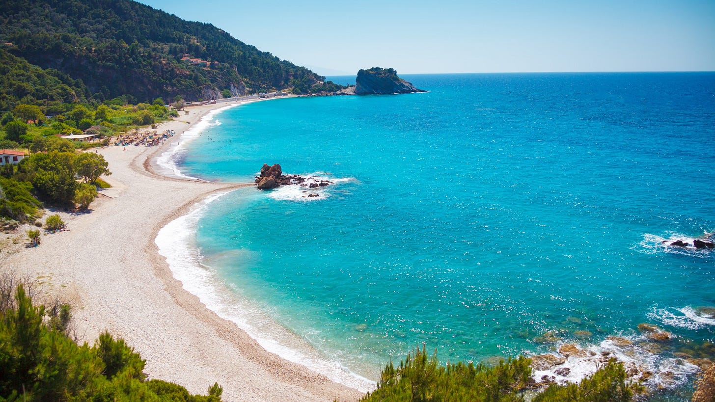 A calm beach by the Mediterranean.