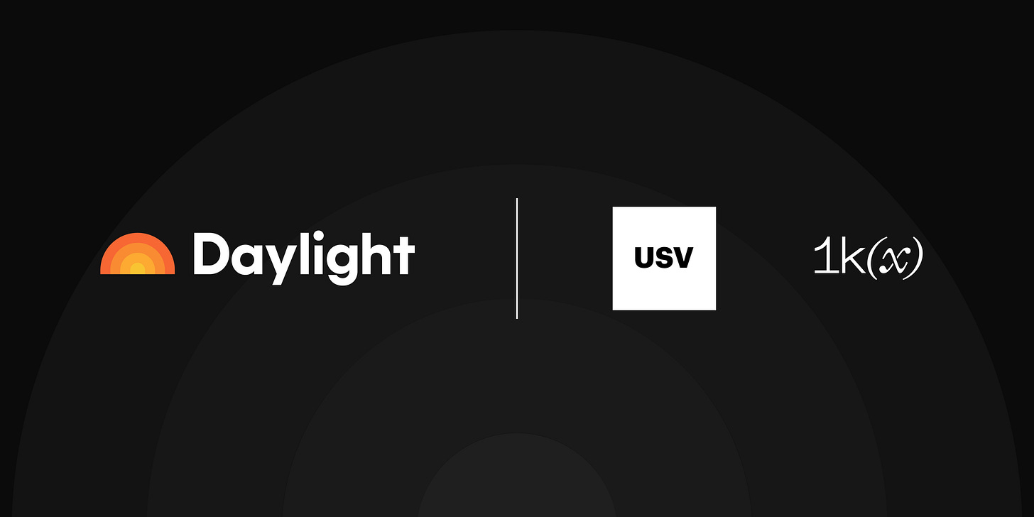Daylight Raises $6M from USV+1kx Daylight Raises $6M from USV+1kx