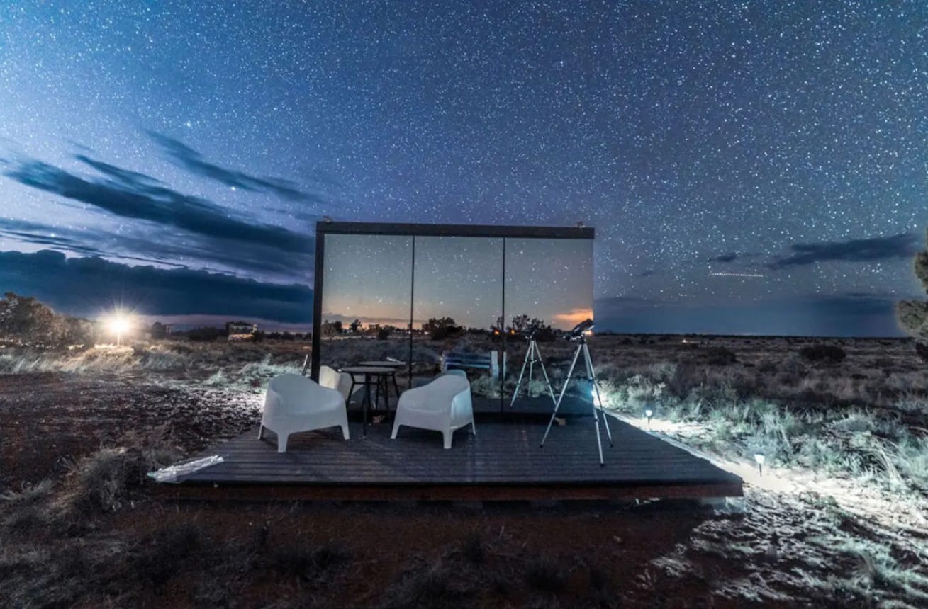 100 sq. foot house in the Grand Canyon with stars above