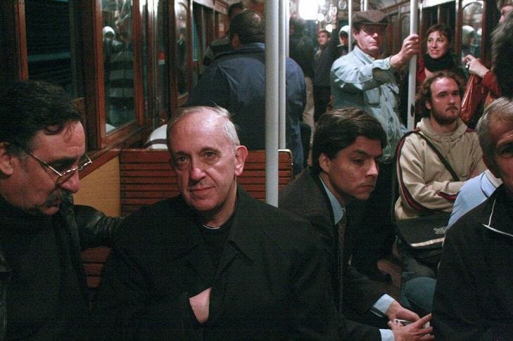 Cardinal Jorge Bergoglio rides the Buenos Aires subway before becoming Pope Francis Cardinal Jorge Bergoglio rides the Buenos Aires subway before becoming Pope Francis