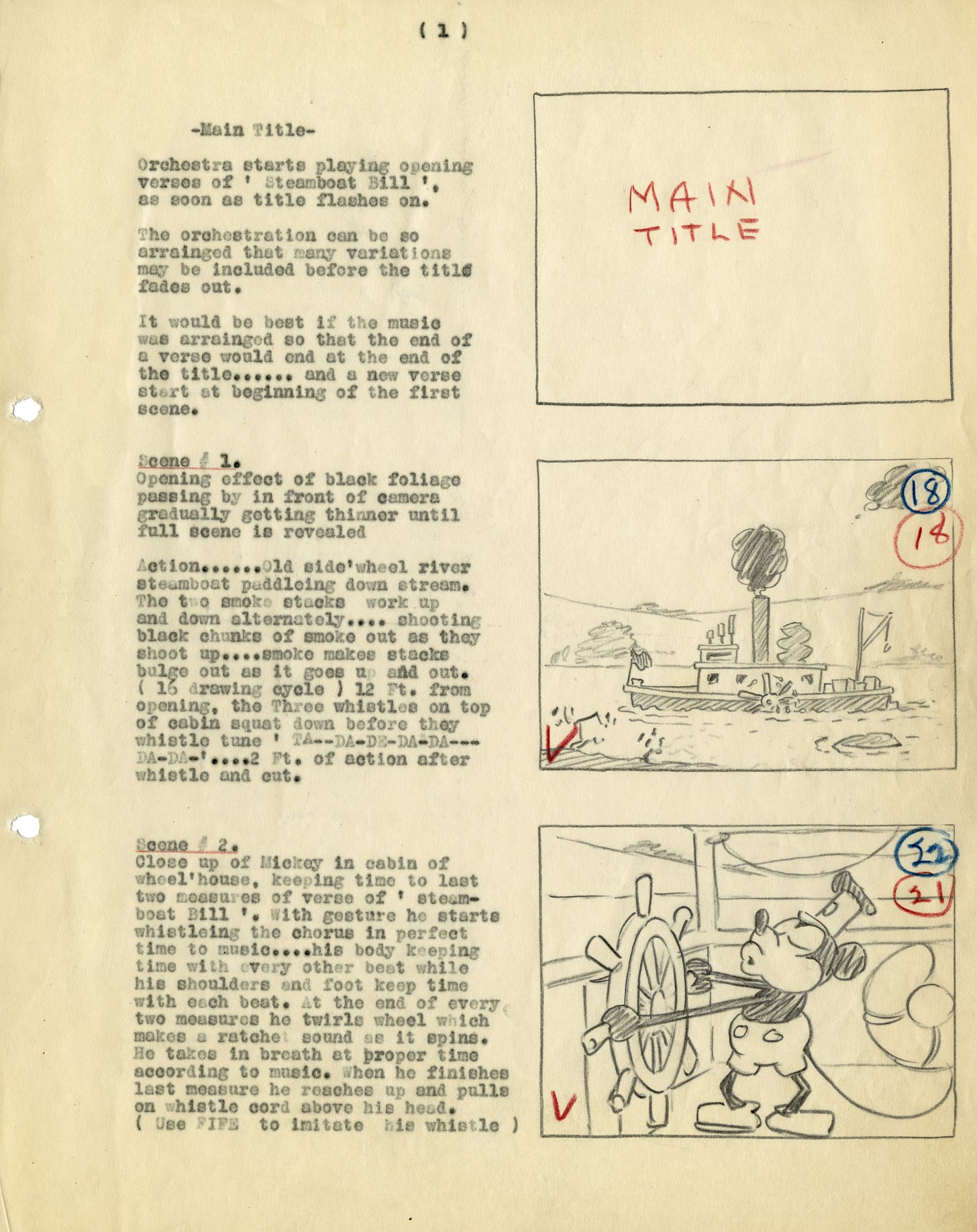 Original script of Steamboat Willie
