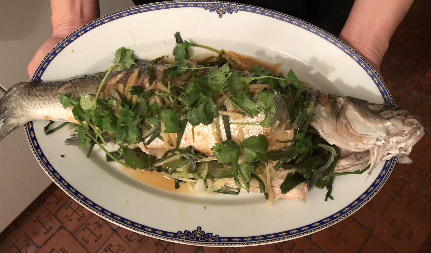 Chinese steamed sea bass