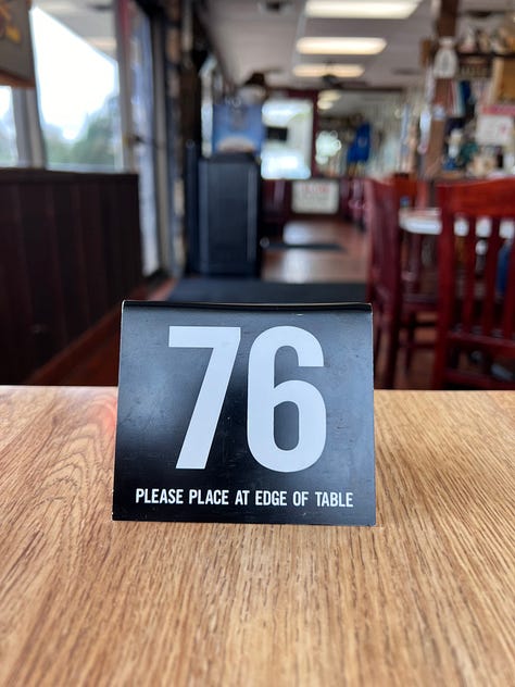 Various images of the inside and outside of Rusty’s Bar-b-q in Leeds Alabama