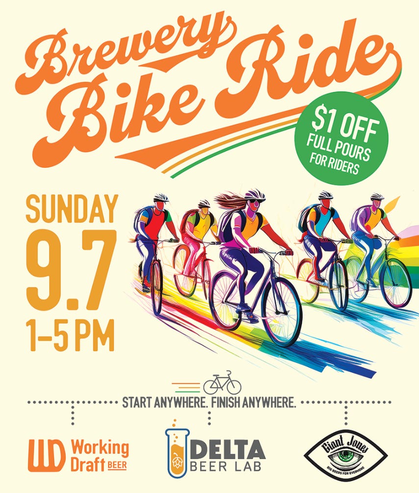 Bike Between WDBC, Giant Jones, and Delta Beer Lab - Sunday, September 7th