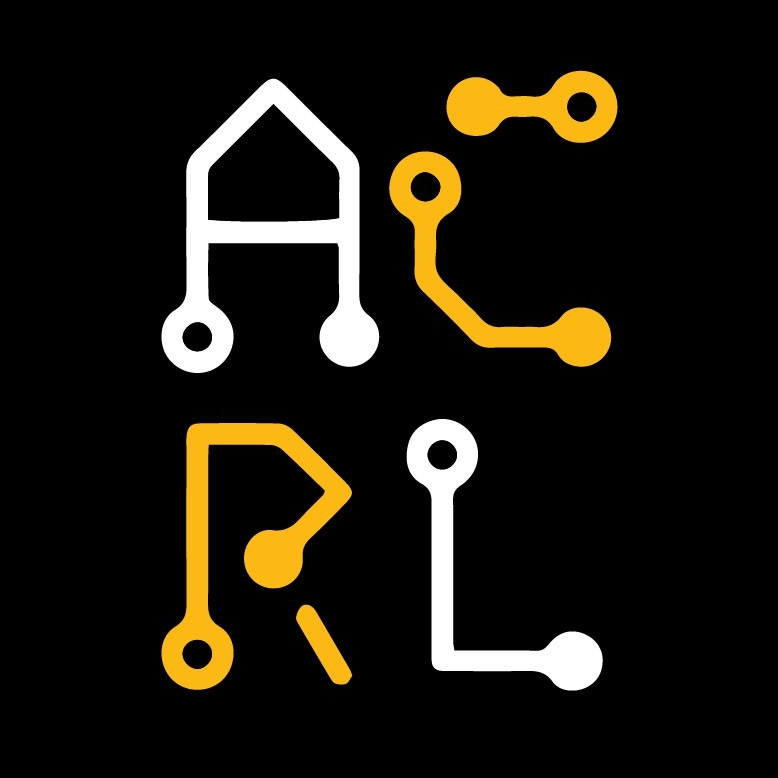The ACRL logo with the A and L white and the C and R in Harvey Mudd gold