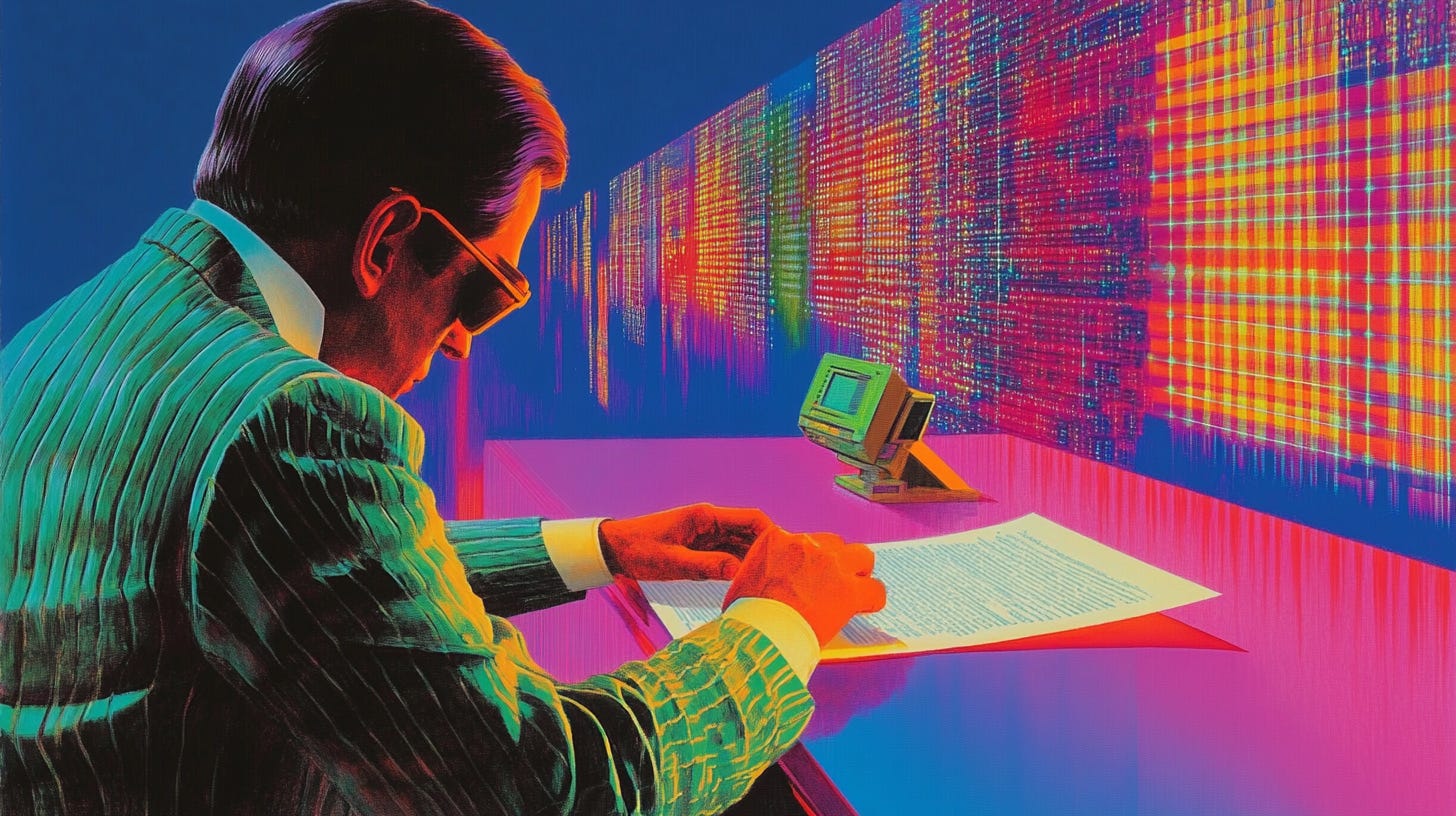 A cybernetic investigator compiling intelligence reports, surrounded by glowing data projections, deep blue and orange color scheme, ultra-futuristic design, cinematic atmosphere --ar 16:9 --sref 680572301 A cybernetic investigator compiling intelligence reports, surrounded by glowing data projections, deep blue and orange color scheme, ultra-futuristic design, cinematic atmosphere --ar 16:9 --sref 680572301