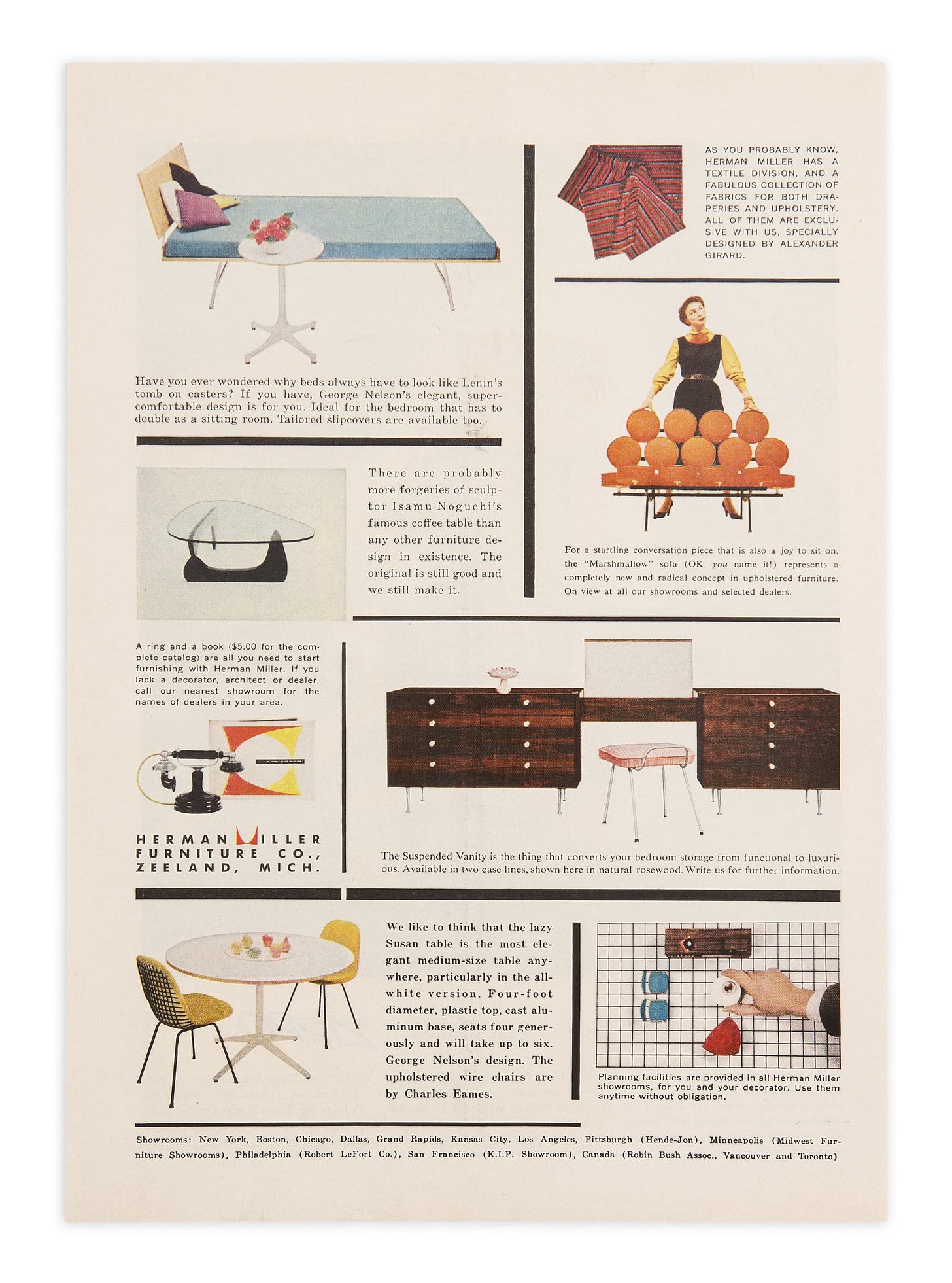 The third Herman Miller multi product advert features the Eames DKX, Girard textiles, Noguchi table & George Nelson designs The third Herman Miller multi product advert features the Eames DKX, Girard textiles, Noguchi table & George Nelson designs