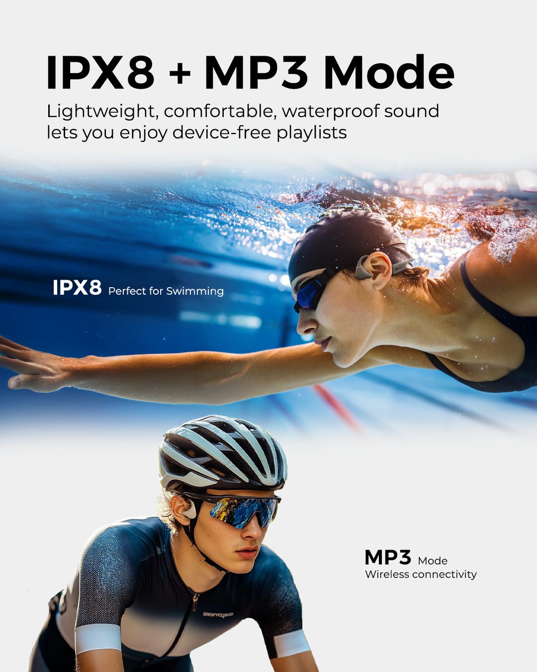 drip-fly oz5 waterproof headphones for swimming running cycling etc