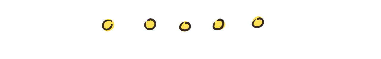 Five yellow circles in a row. Image is used as a spacer between chunks of text. 