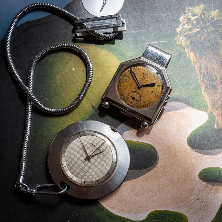 seiko omega vintage golfer's watches 