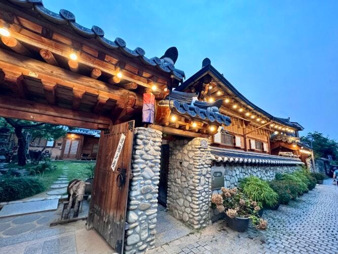 Hanok village at night