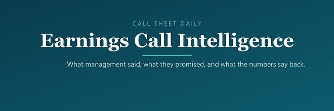 Call Sheet Daily - Earnings Call Intelligence