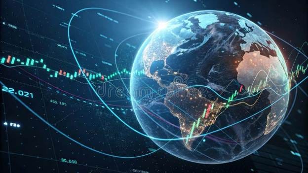 Planet Earth Rotating with Stock Market Charts and Forex Trading ...