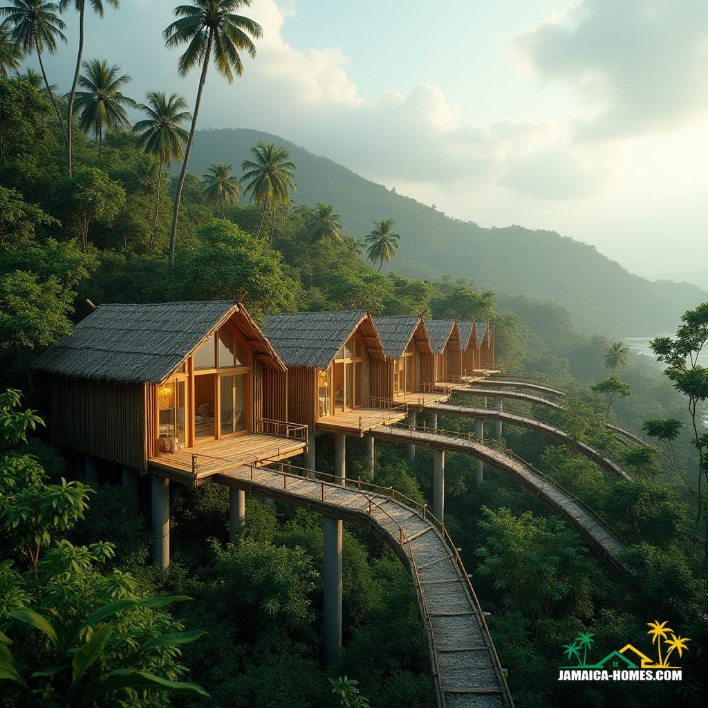 Bamboo home on hill in Jamaica