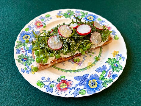 Spring Toast with Whipped Cottage Cheese, Peas & Rocket