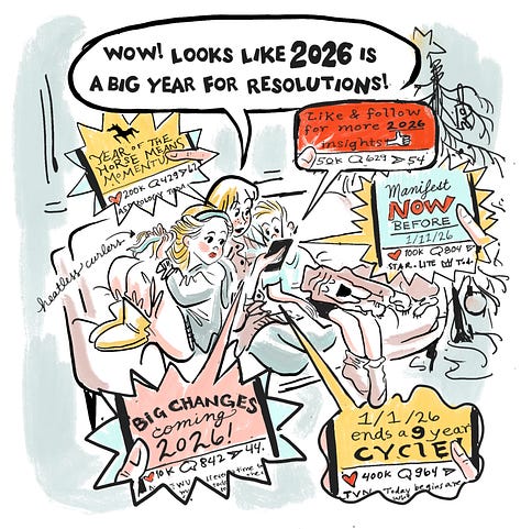 comic showing Claire debating what step comes first in new morning routine. New resolution: be more decisive. 