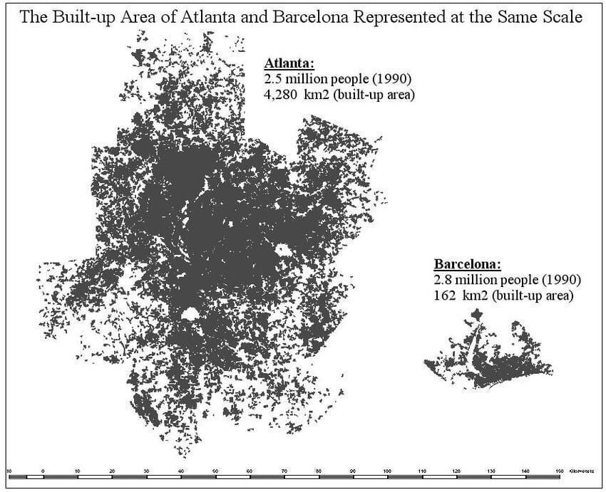 Why are cities in the US so spread out/low density? : r/geography