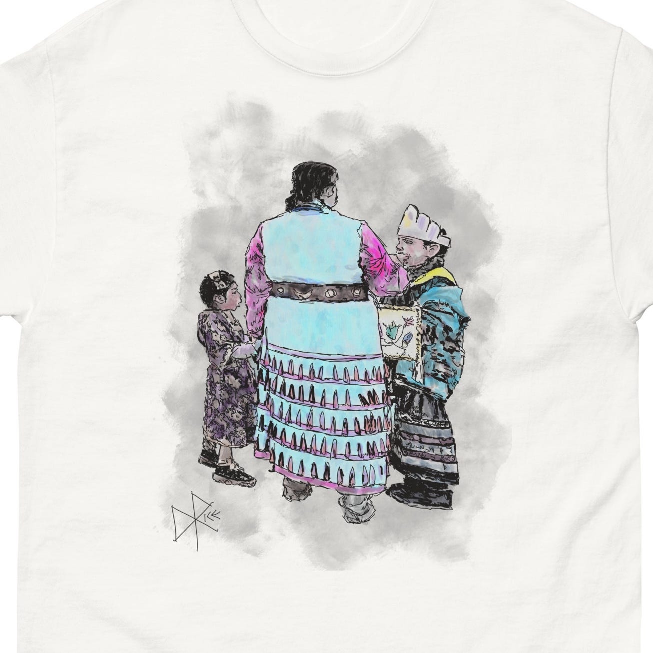 Mother and children enjoying the gathering, and participating in their cultural traditions. Sketch art by Don Rice. Mother and children enjoying the gathering, and participating in their cultural traditions. Sketch art by Don Rice.