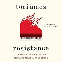 The audiobook art for Tori Amos's Resistance: A Songwriter's Story of Hope, Change, and Courage. The image shows an overhead view of a red piano with flames coming off the top against a cream background. The audiobook art for Tori Amos's Resistance: A Songwriter's Story of Hope, Change, and Courage. The image shows an overhead view of a red piano with flames coming off the top against a cream background.