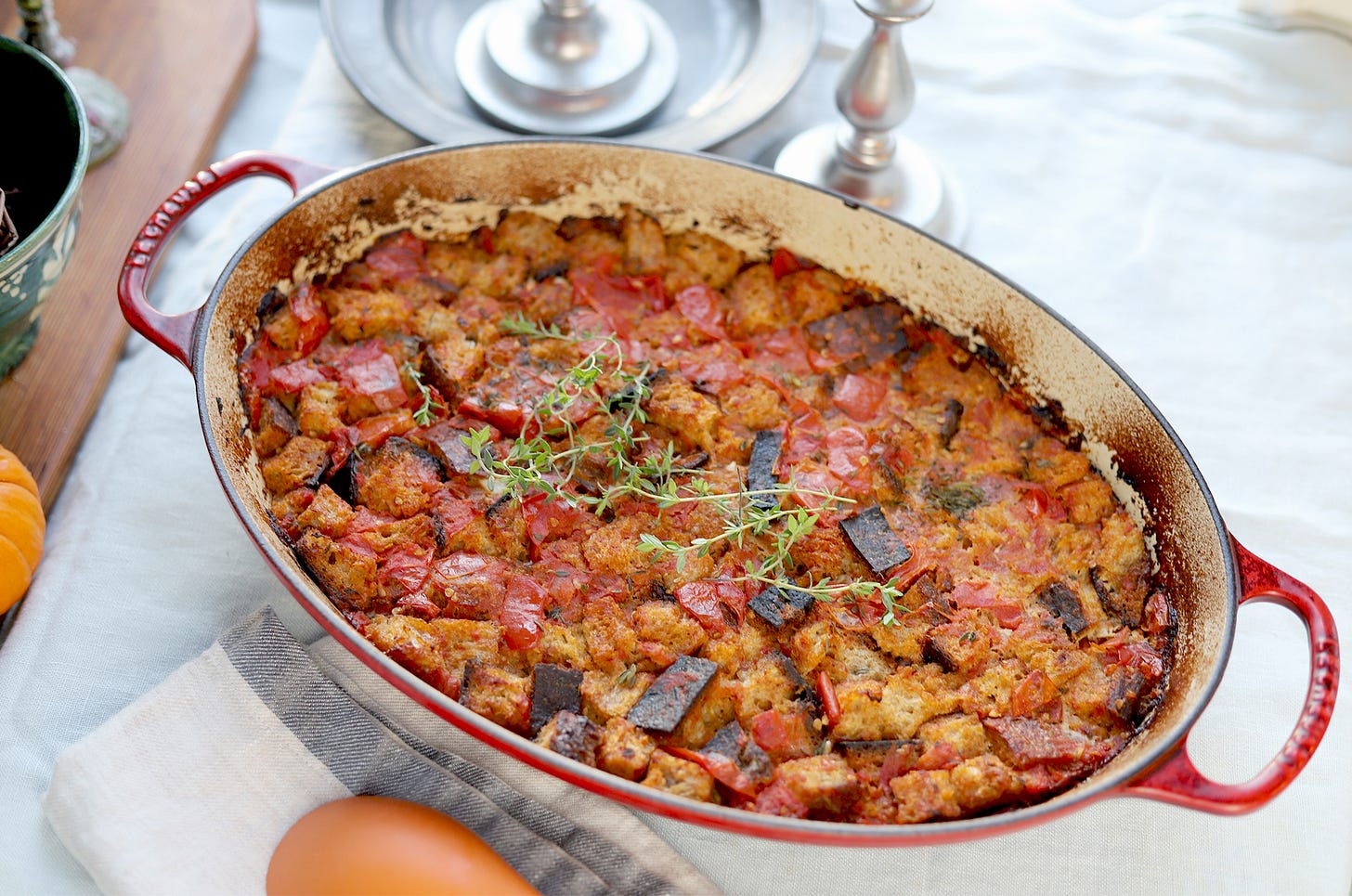 Rustic Roasted Tomato Bread Dressing, Cook the Vineyard