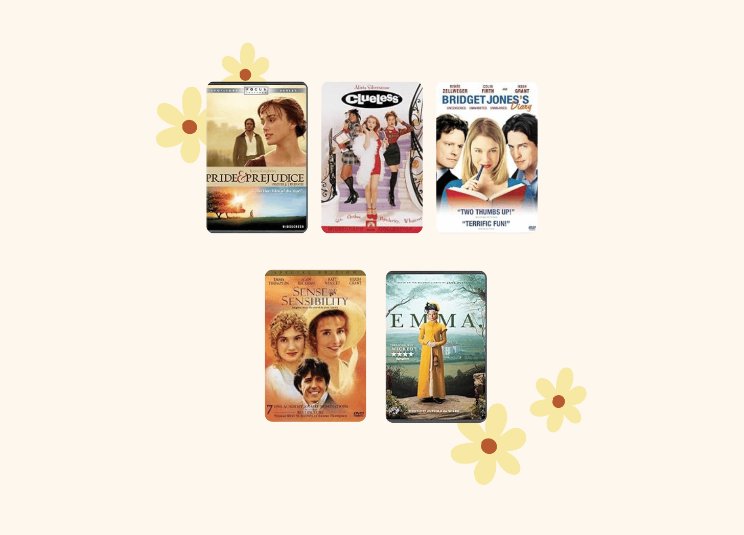 collage of the best jane austen adaptations. collage of the best jane austen adaptations.