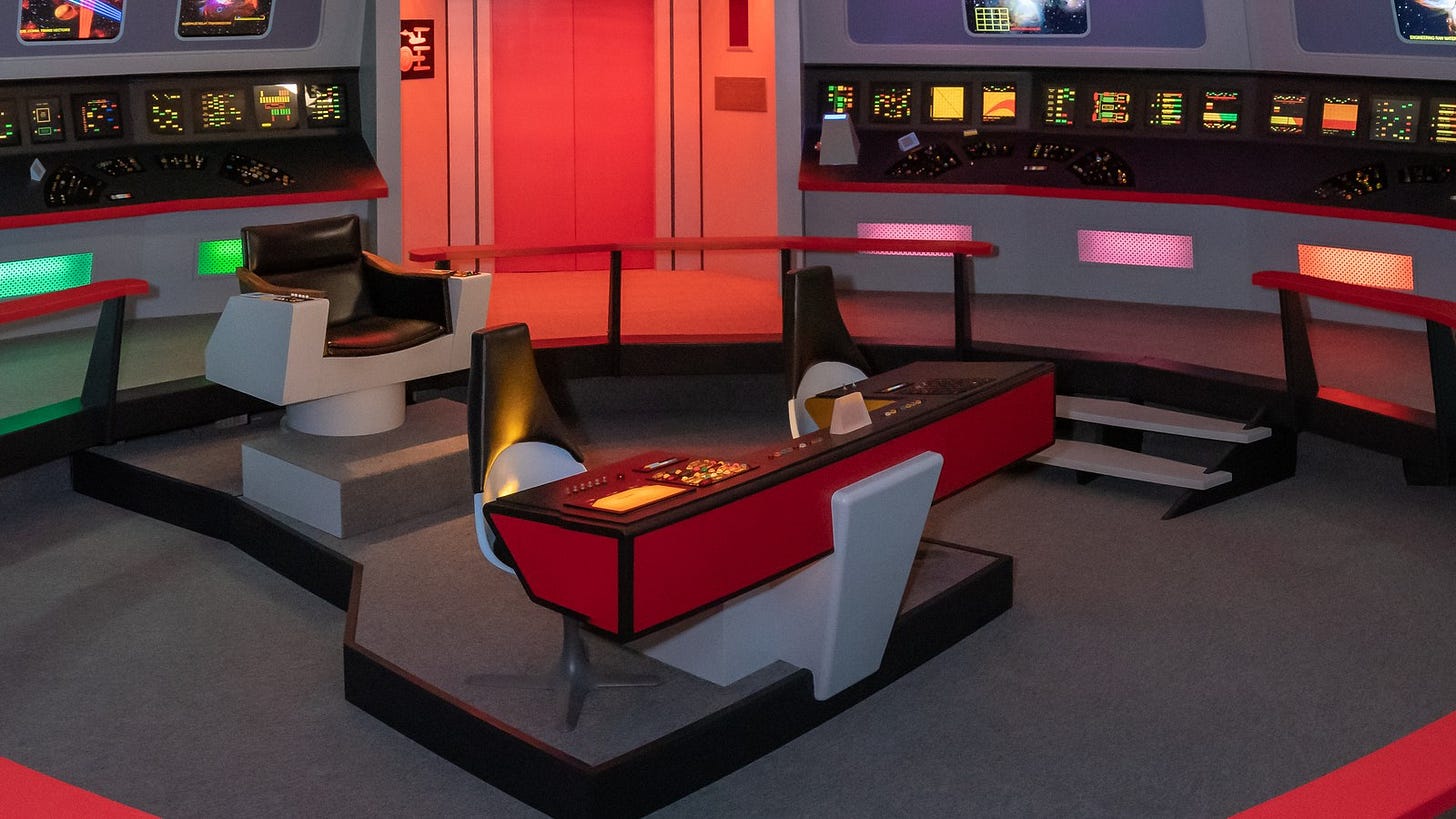 The bridge of the Enterprise, recreated, with the captain's chair empty