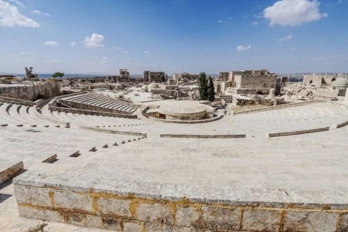 A vista do anfiteatro da Cidadela em Aleppo, Síria (Crédito da imagem: Nicholas Prins/Getty Images). A vista do anfiteatro da Cidadela em Aleppo, Síria (Crédito da imagem: Nicholas Prins/Getty Images).
