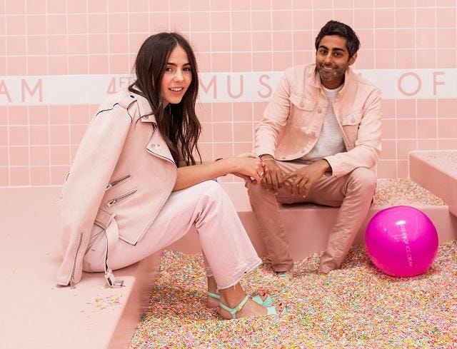 Cofounders Maryellis Bunn and Manish Vora in the sprinkle pool.