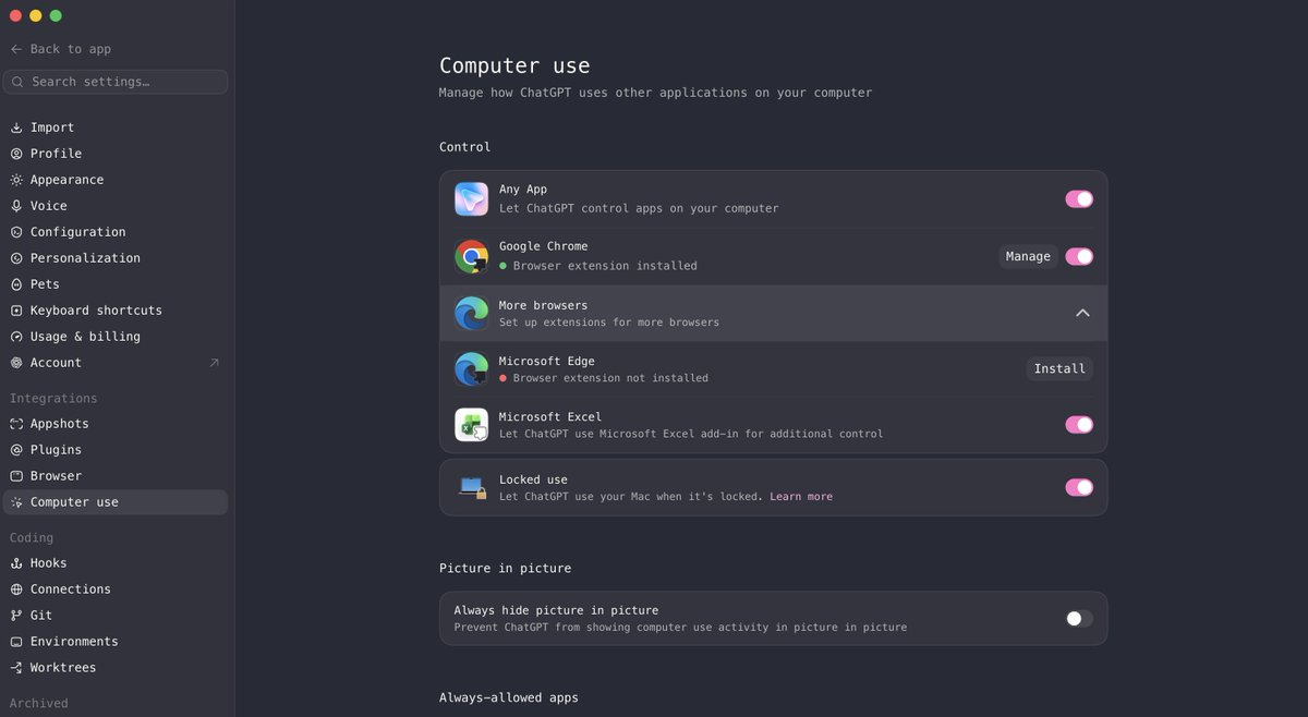 Codex bringt Computer Use in Microsoft Edge