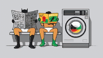 Batman And Robin Waiting For The Laundry GIF | GIFDB.com