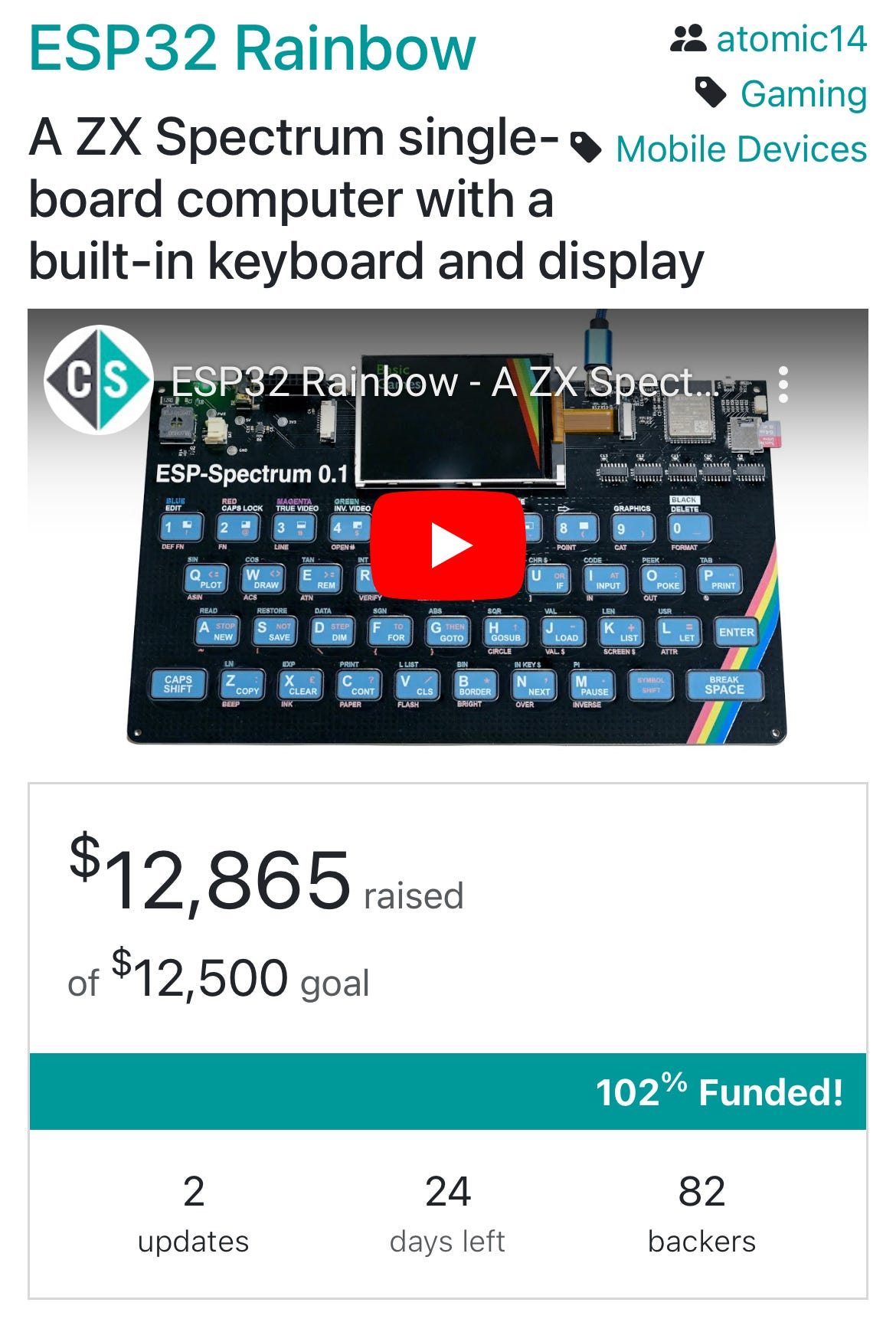 コンピューター ESP32 Rainbow | Crowd Supply