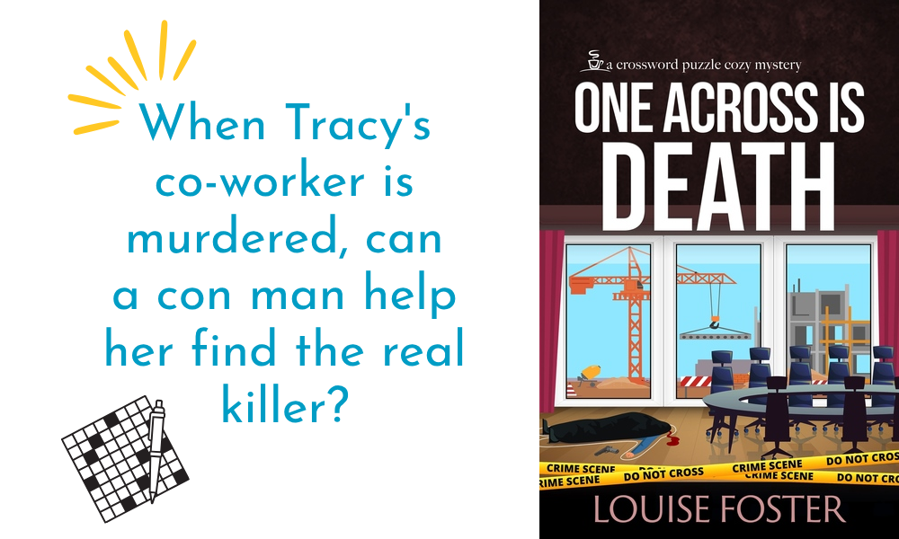 One Across Is Death by Louise Foster book cover and tagline