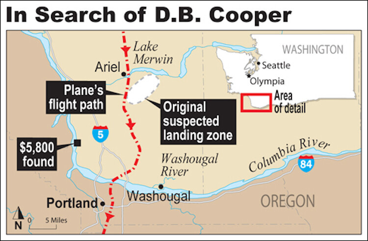 Location of D.B. Cooper Jump.