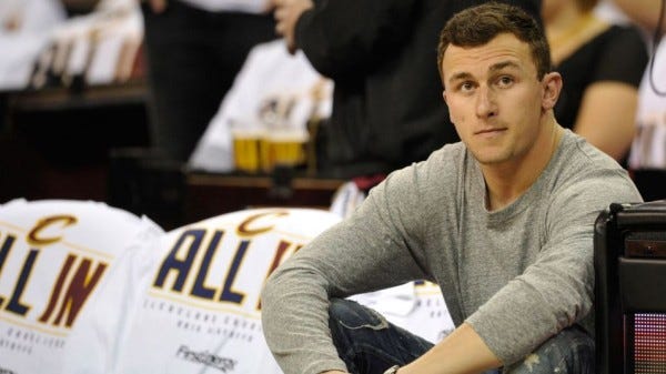 johnny manziel at cleveland cavaliers game after rehab 2015 johnny manziel at cleveland cavaliers game after rehab 2015