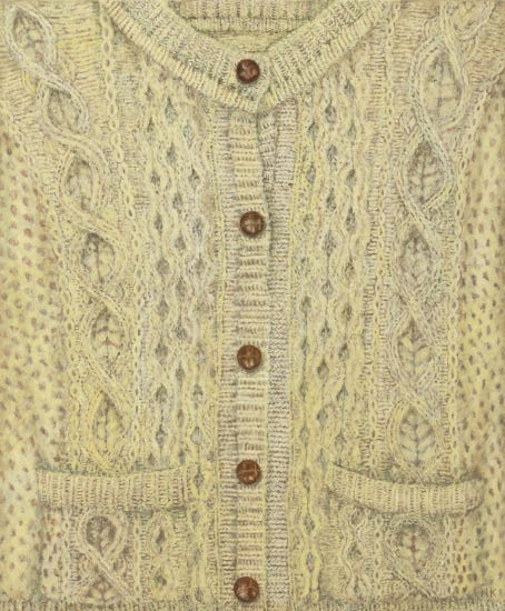 Idem, cette fois d'un gilet en laine blanc