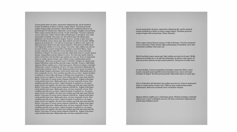 Comparação visual entre uma página com bloco único de texto e outra com parágrafos curtos, ilustrando o impacto do layout na legibilidade e no engajamento do leitor.