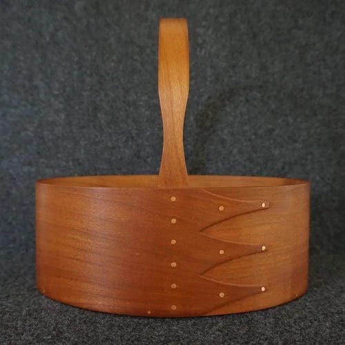 Wood Shaker Style Basket Handmade Three Finger Copper Nails Oval 9-3/4" ***READ - Picture 1 of 23