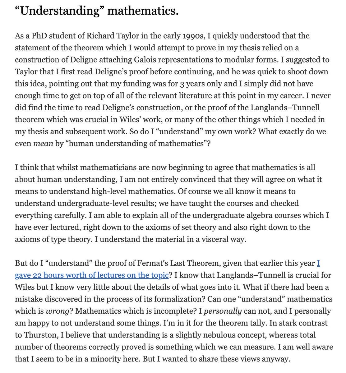 Kevin Buzzard on "understanding" mathematics, via Turing Post