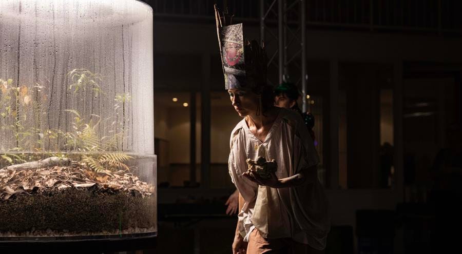 Open-disciplinary artist Bianca Tainsh and Myc-a in ‘Ritual’. Credit: Teddy Horton Open-disciplinary artist Bianca Tainsh and Myc-a in ‘Ritual’. Credit: Teddy Horton