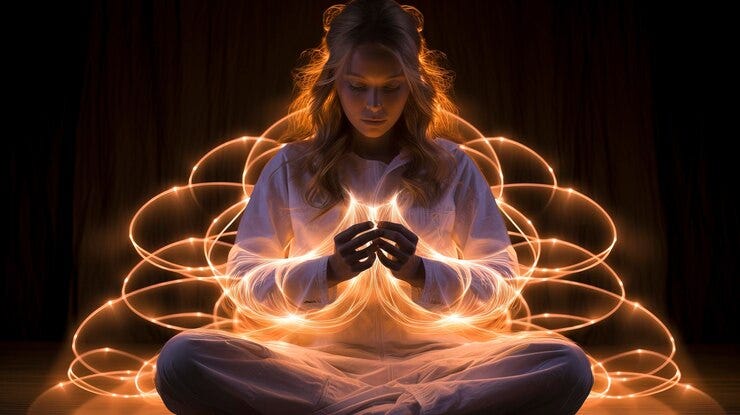 Girl silhouette lightpainting portrait neon Generation AI