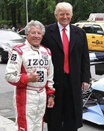 In 2012, former Formula 1 champion Mario Andretti gave Donald Trump a ride through Manhattan in a two seater Indy car as part of The Celebrity Apprentice season finale. In 2012, former Formula 1 champion Mario Andretti gave Donald Trump a ride through Manhattan in a two seater Indy car as part of The Celebrity Apprentice season finale.