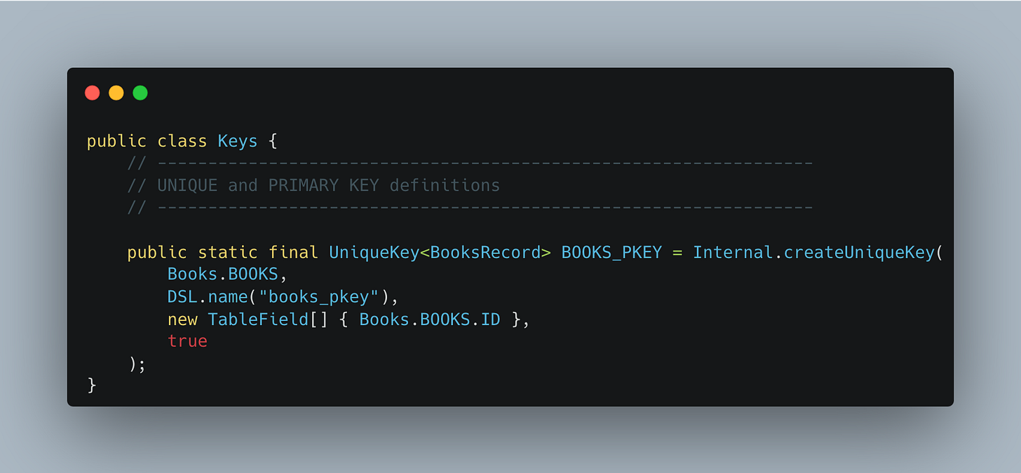 jOOQ Generated DB Keys