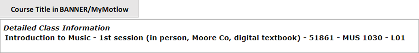 A listing of a course in MyMotlow.