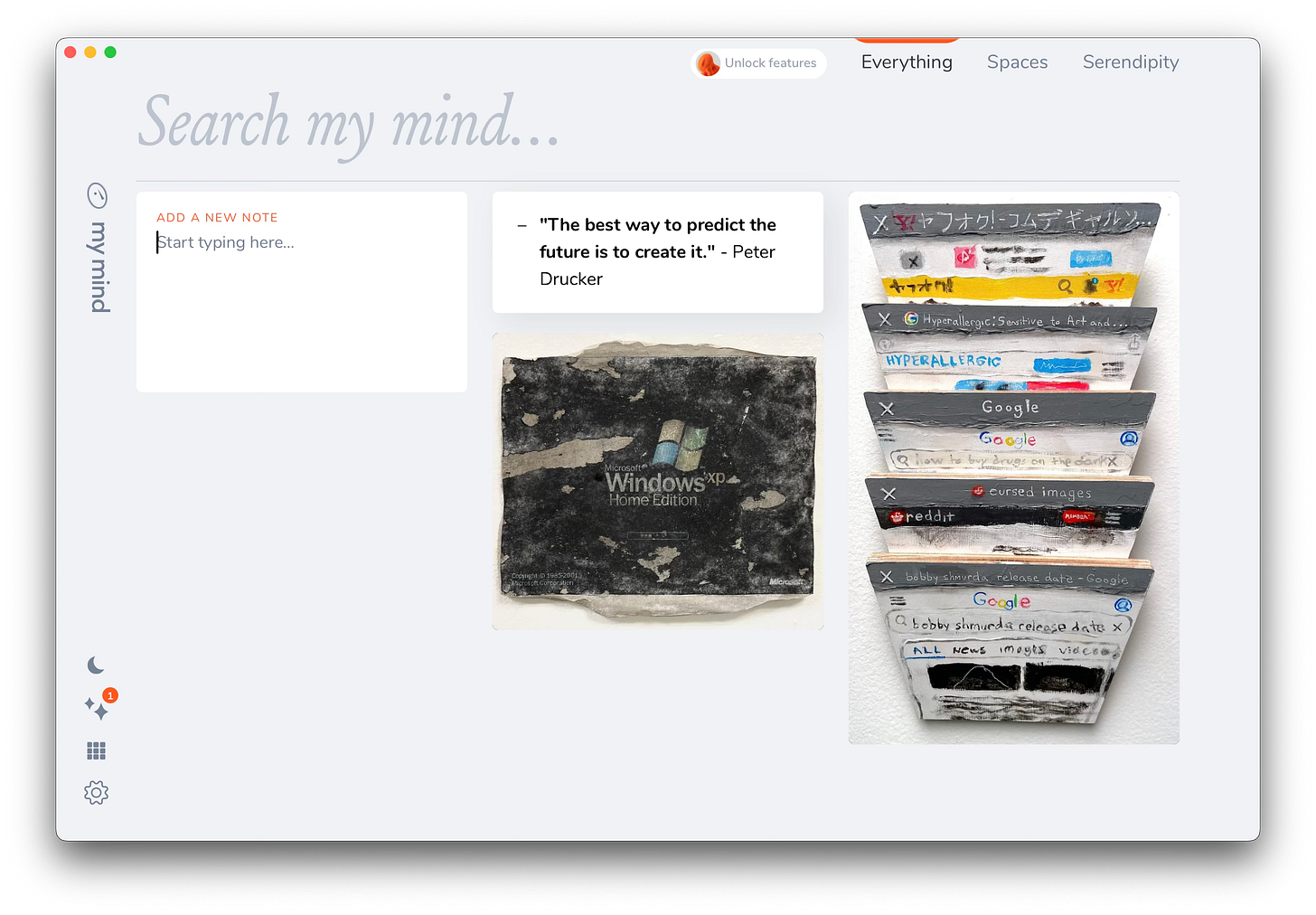 mymind Home Screen