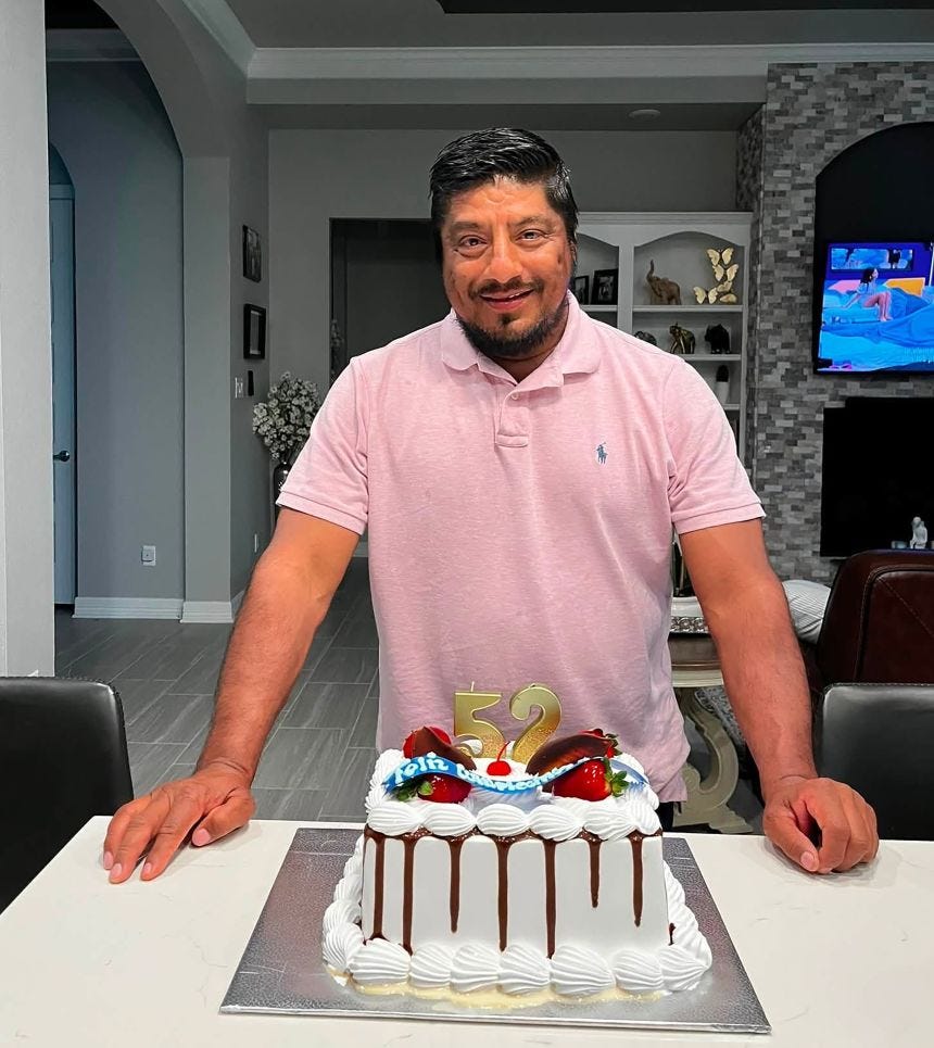 Lorenzo in front of his 52nd birthday cake