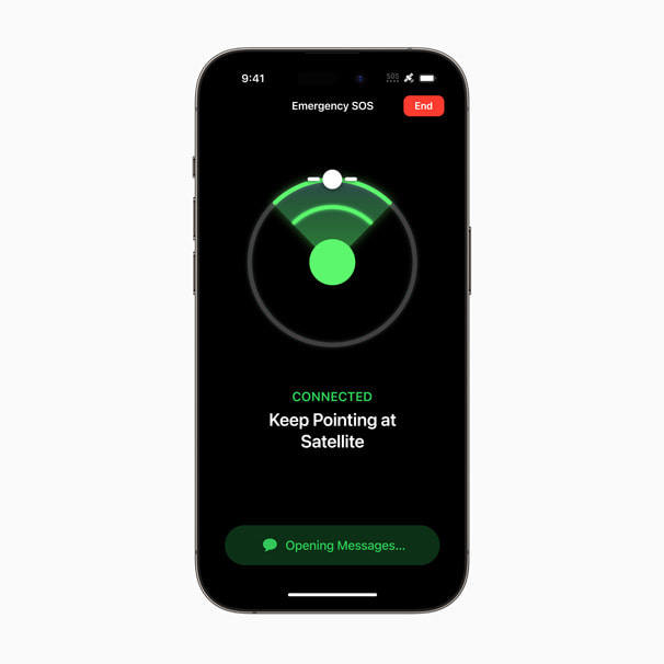 iPhone 指向衛星的提示畫面|來源:Apple Newsroom iPhone 指向衛星的提示畫面|來源:Apple Newsroom