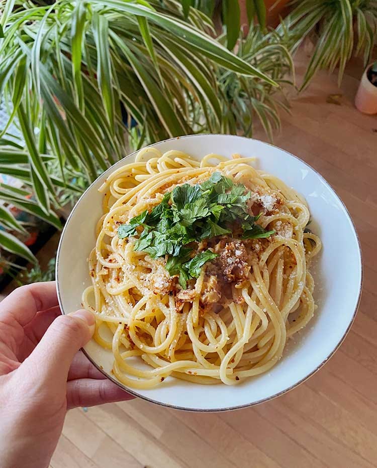 spaghettis ail citron piment