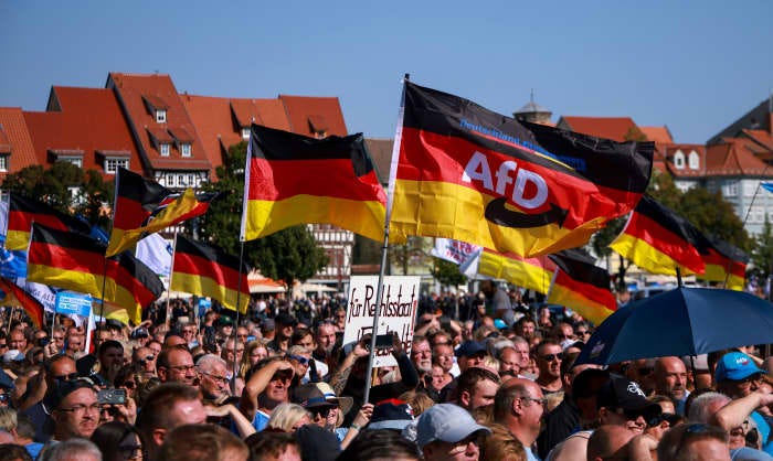 Supporters of the far-right AfD at a campaign rally in Germany in August.