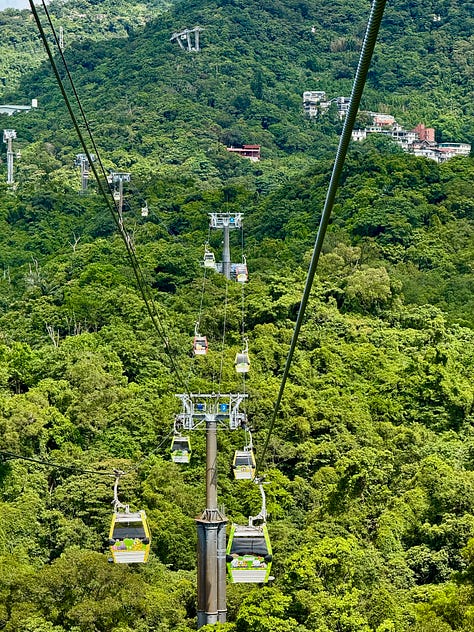Images from a gondola right and temple visits in Taipei